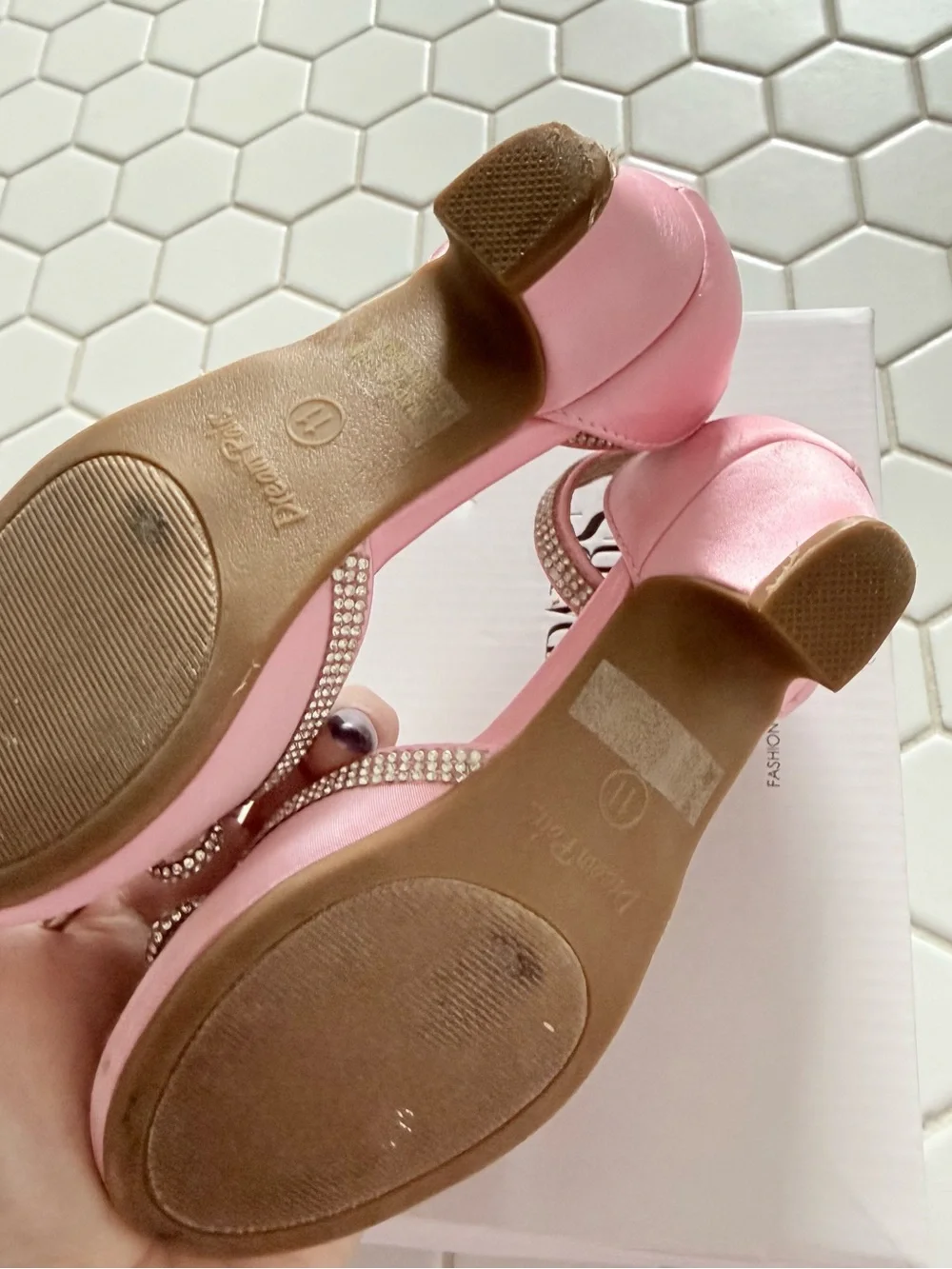 Girls' Pink Ankle-Strap Dreamy Dress Flats with Bow and Rhinestones
